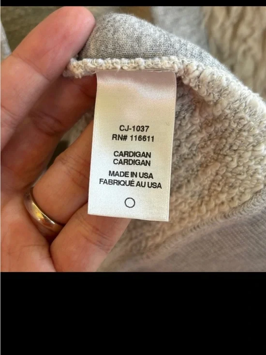 Anthropologie Amadi Textured Sherpa Cream and Tan Sherpa-Detail Cardigan sz S - Picture 6 of 8